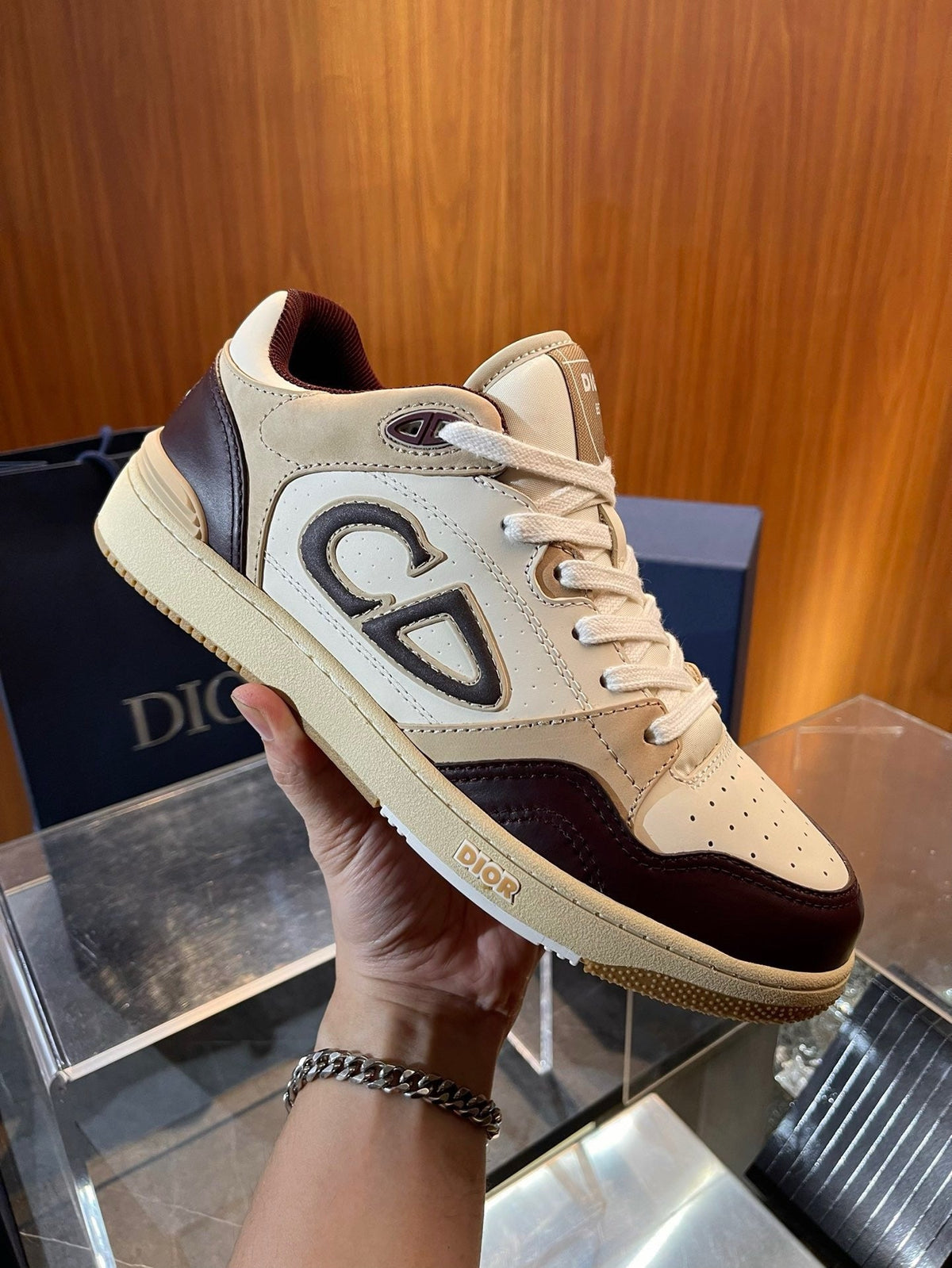 Türkisblaue CD-Sneaker aus Leder mit niedriger Silhouette – Herren