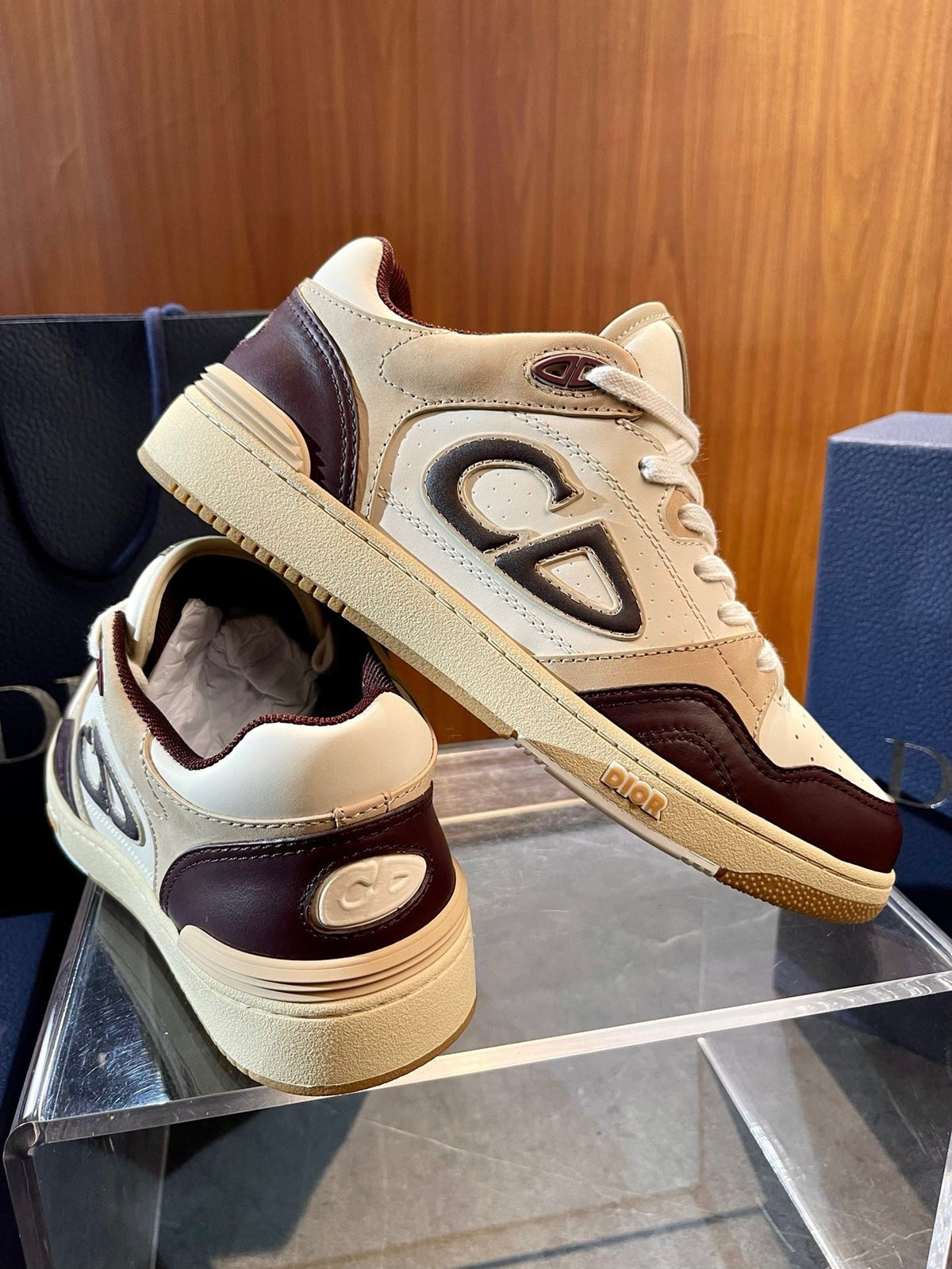 Türkisblaue CD-Sneaker aus Leder mit niedriger Silhouette – Herren