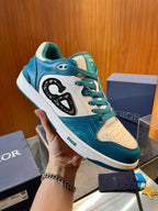 Türkisblaue CD-Sneaker aus Leder mit niedriger Silhouette – Herren
