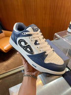 Türkisblaue CD-Sneaker aus Leder mit niedriger Silhouette – Herren