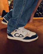 Türkisblaue CD-Sneaker aus Leder mit niedriger Silhouette – Herren