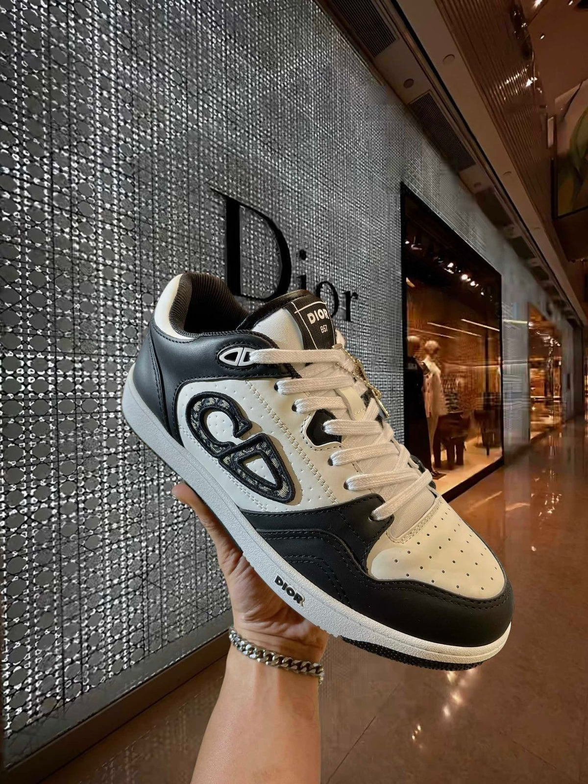 Türkisblaue CD-Sneaker aus Leder mit niedriger Silhouette – Herren