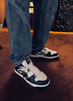 Türkisblaue CD-Sneaker aus Leder mit niedriger Silhouette – Herren