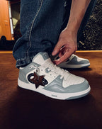 Türkisblaue CD-Sneaker aus Leder mit niedriger Silhouette – Herren