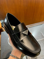 Black Patent Logo Plate Loafer - Men's