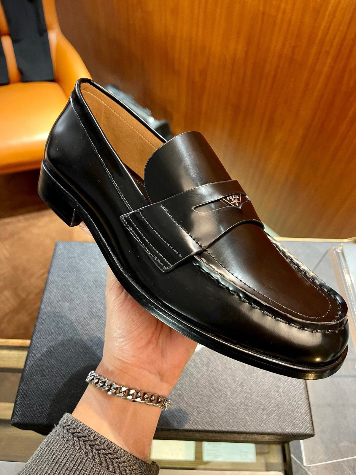 Black Patent Logo Plate Loafer - Men's