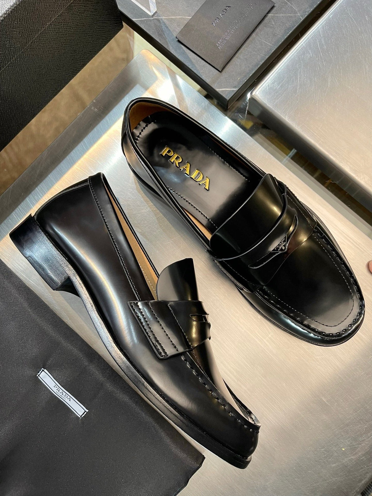 Black Patent Logo Plate Loafer - Men's