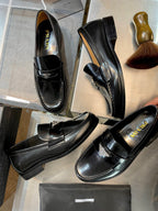 Black Patent Logo Plate Loafer - Men's