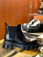 Black Leather Platform Chelsea Boot - Men's