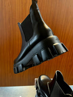 Black Leather Platform Chelsea Boot - Men's