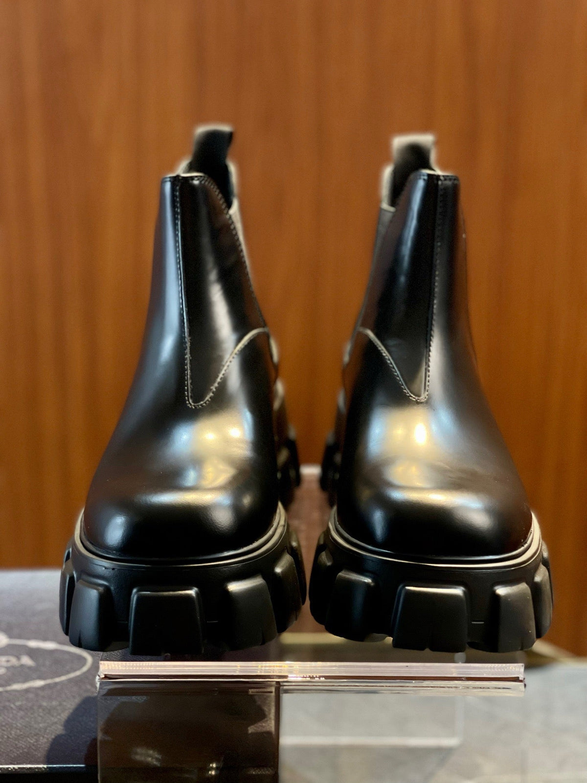 Black Leather Platform Chelsea Boot - Men's