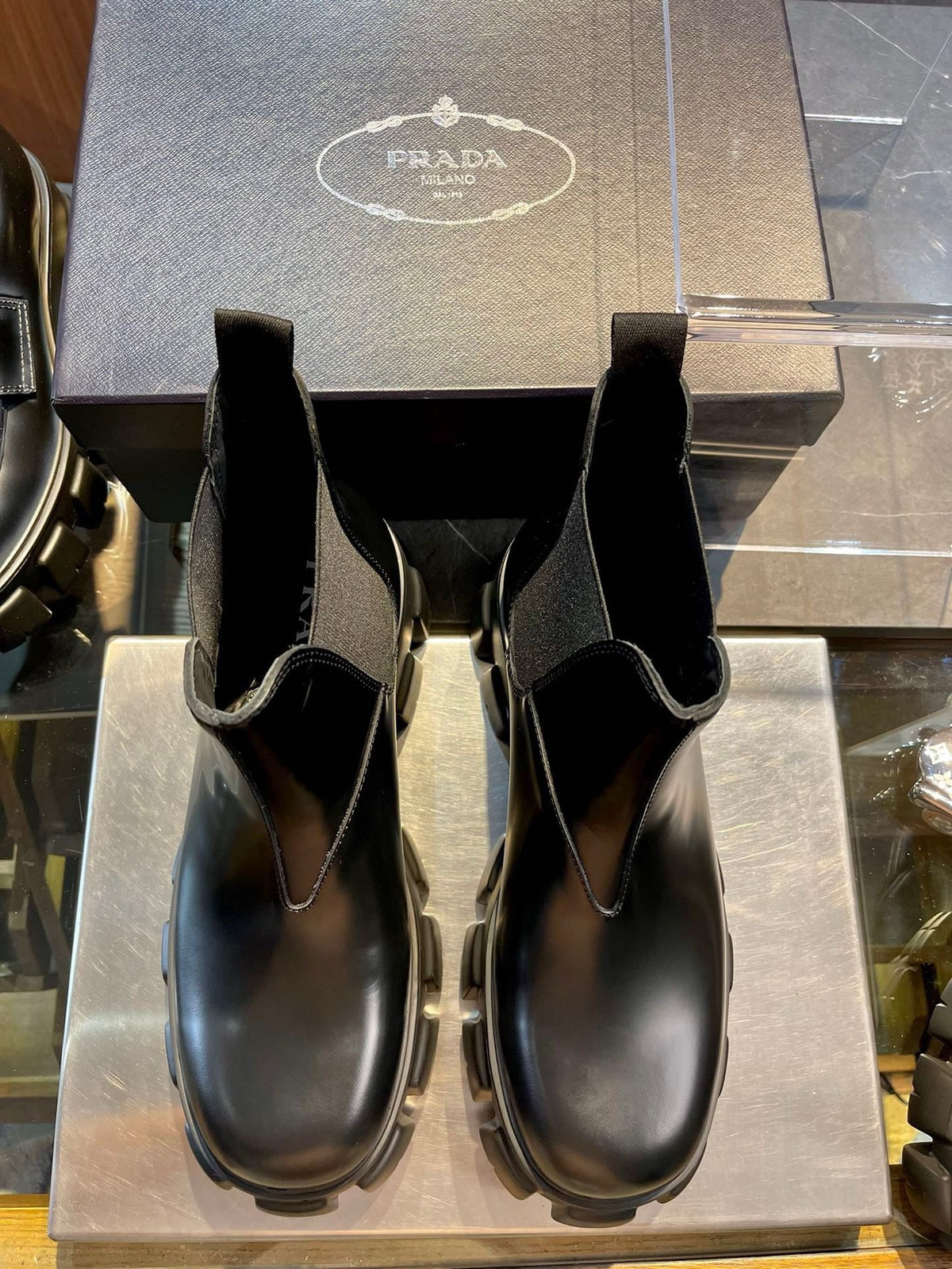 Black Leather Platform Chelsea Boot - Men's