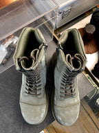 Black Leather Panelled Combat Boot - Men's