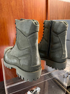 Black Leather Panelled Combat Boot - Men's