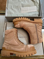 Black Leather Panelled Combat Boot - Men's