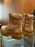 Black Leather Panelled Combat Boot - Men's