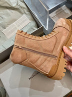 Black Leather Panelled Combat Boot - Men's