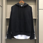 Schwarzer Baumwollpullover mit Kontrastsaum – Herren