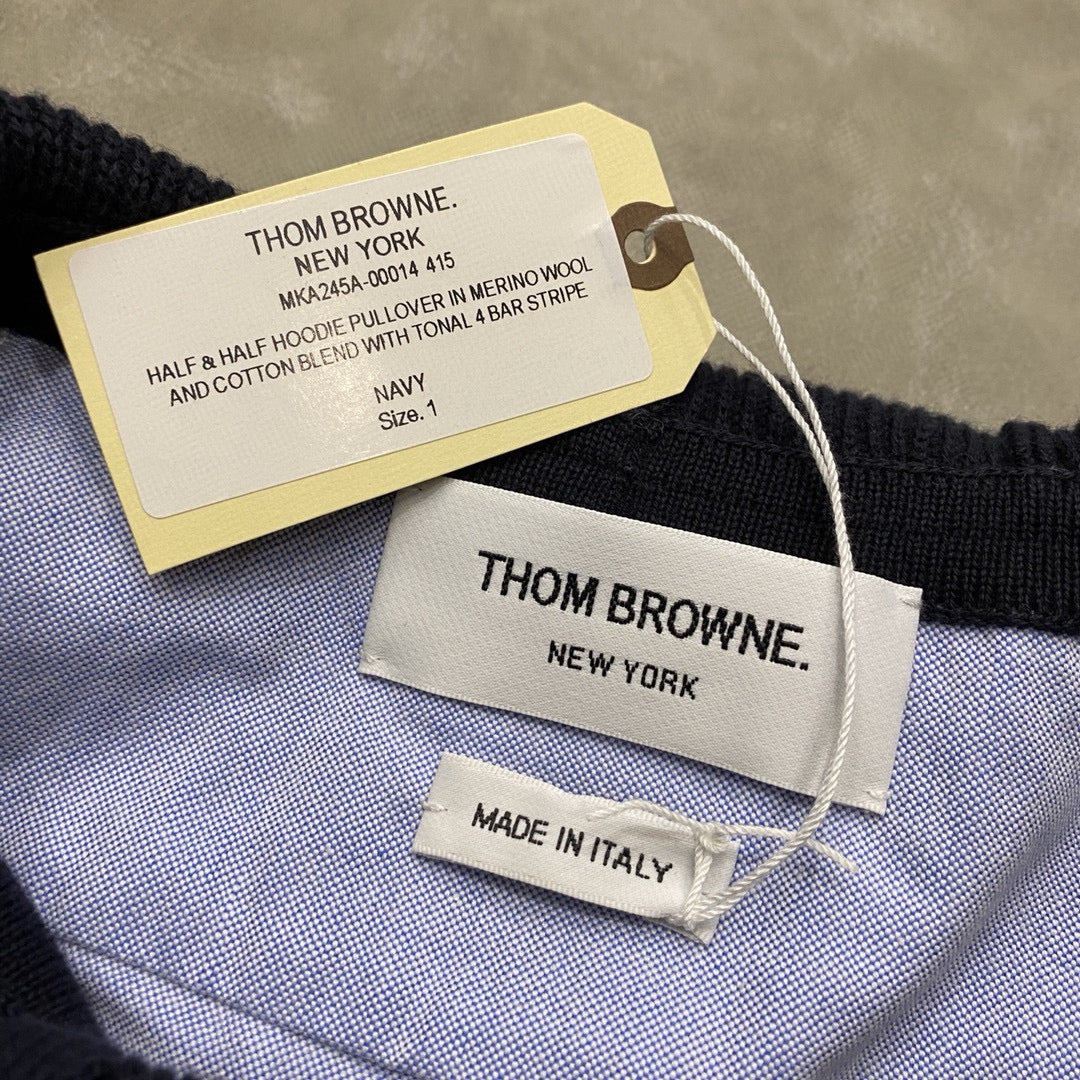 Schwarzer Baumwollpullover mit Kontrastsaum – Herren
