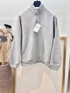 Grauer Baumwoll-Half-Zip - Herren