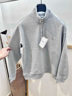 Grauer Baumwoll-Half-Zip - Herren