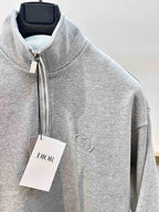 Grauer Baumwoll-Half-Zip - Herren
