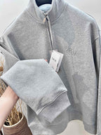 Grauer Baumwoll-Half-Zip - Herren