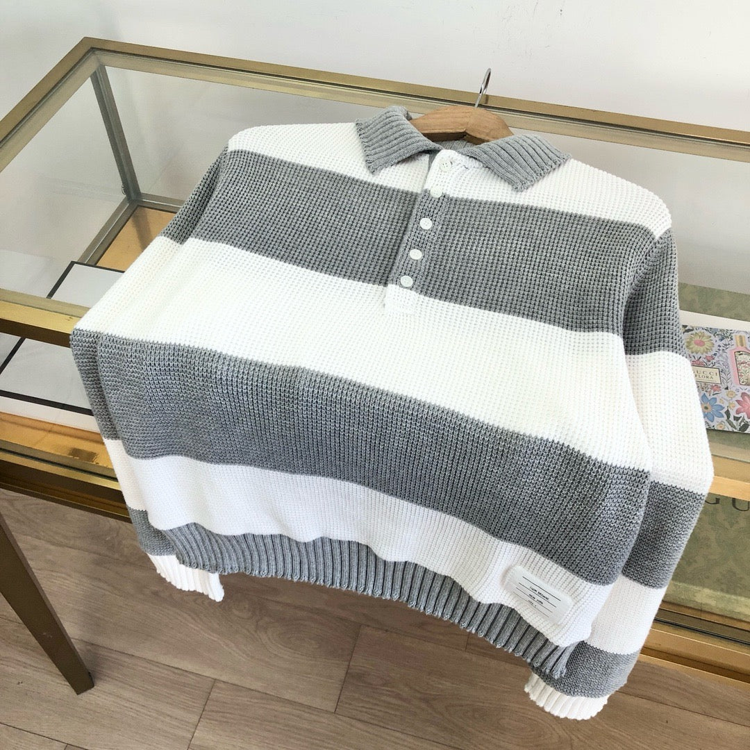 Gestreiftes Strickpolohemd – Herren
