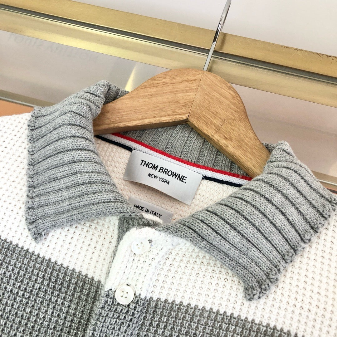 Gestreiftes Strickpolohemd – Herren