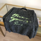 Grauer Mohair-Grafik-Rundhals-Pullover – Herren