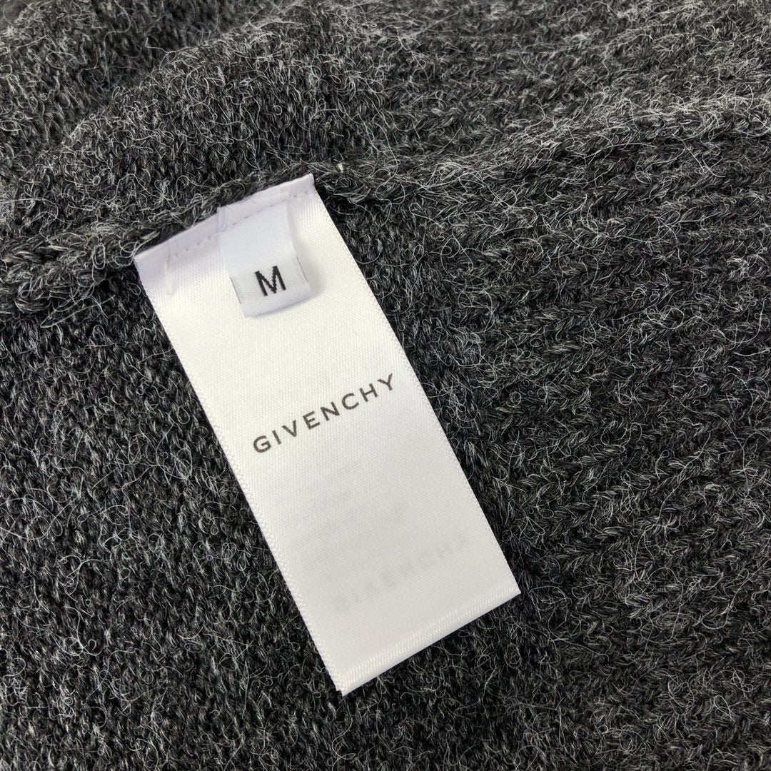 Grauer Mohair-Grafik-Rundhals-Pullover – Herren