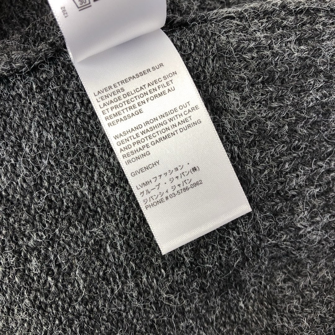 Grauer Mohair-Grafik-Rundhals-Pullover – Herren