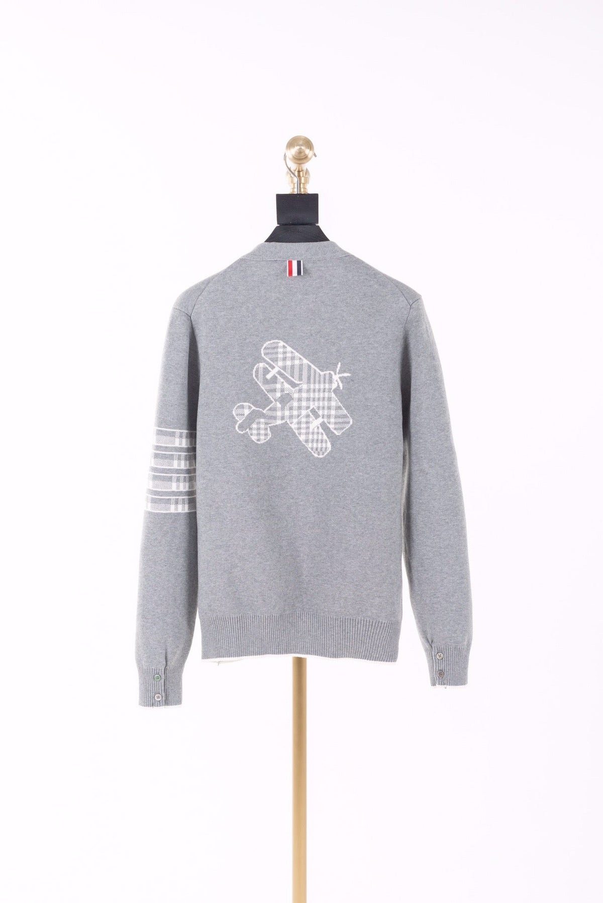 Grey Wool Plain Cardigan - Men's
