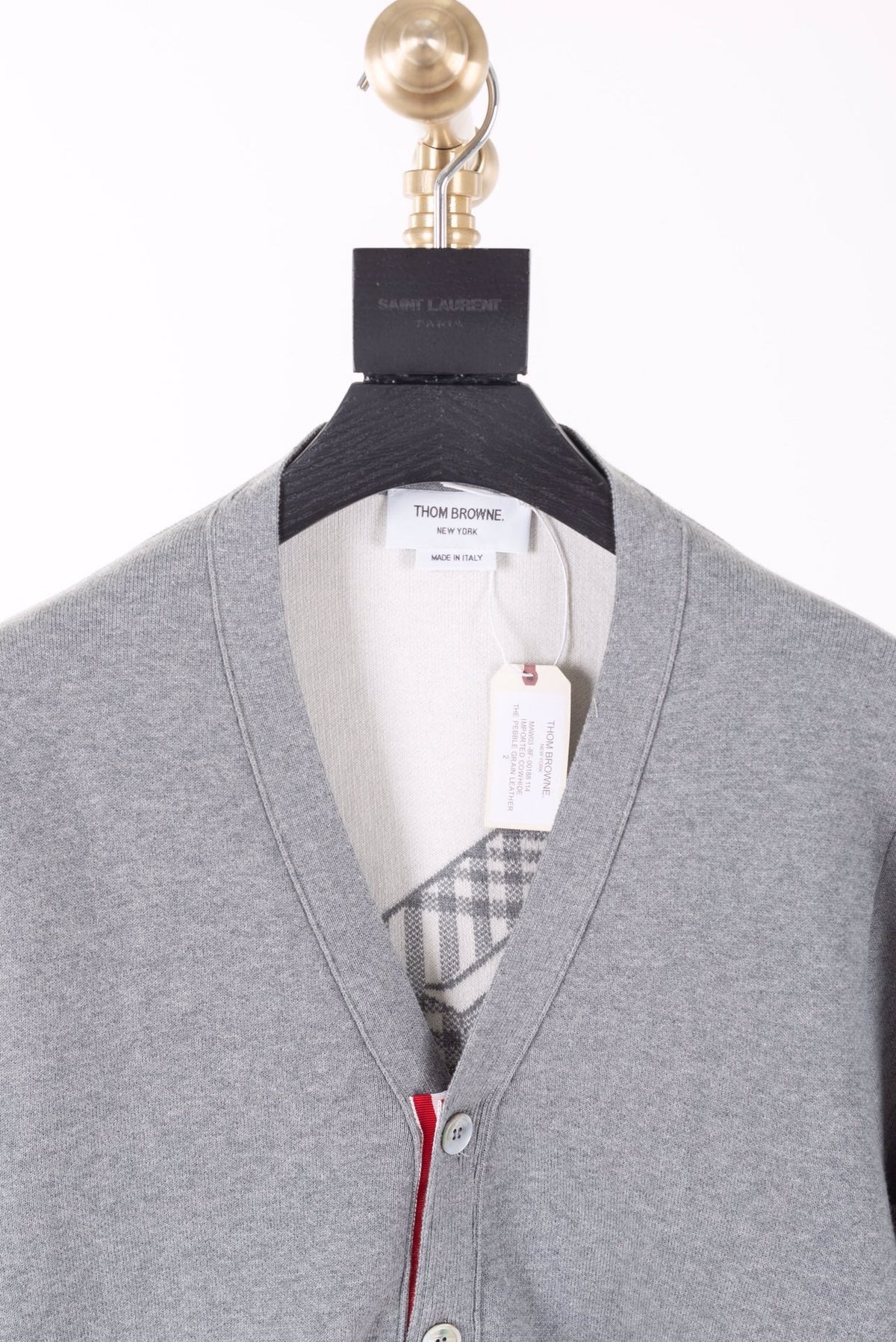 Grey Wool Plain Cardigan - Men's