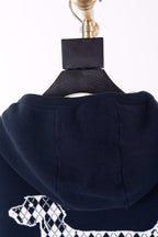 Marineblaue Woll-Zip-Jacke mit Nadelstreifen – Herren