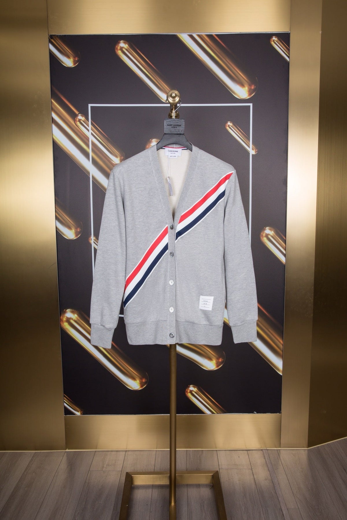 White Wool Striped Placket Cardigan - Men's