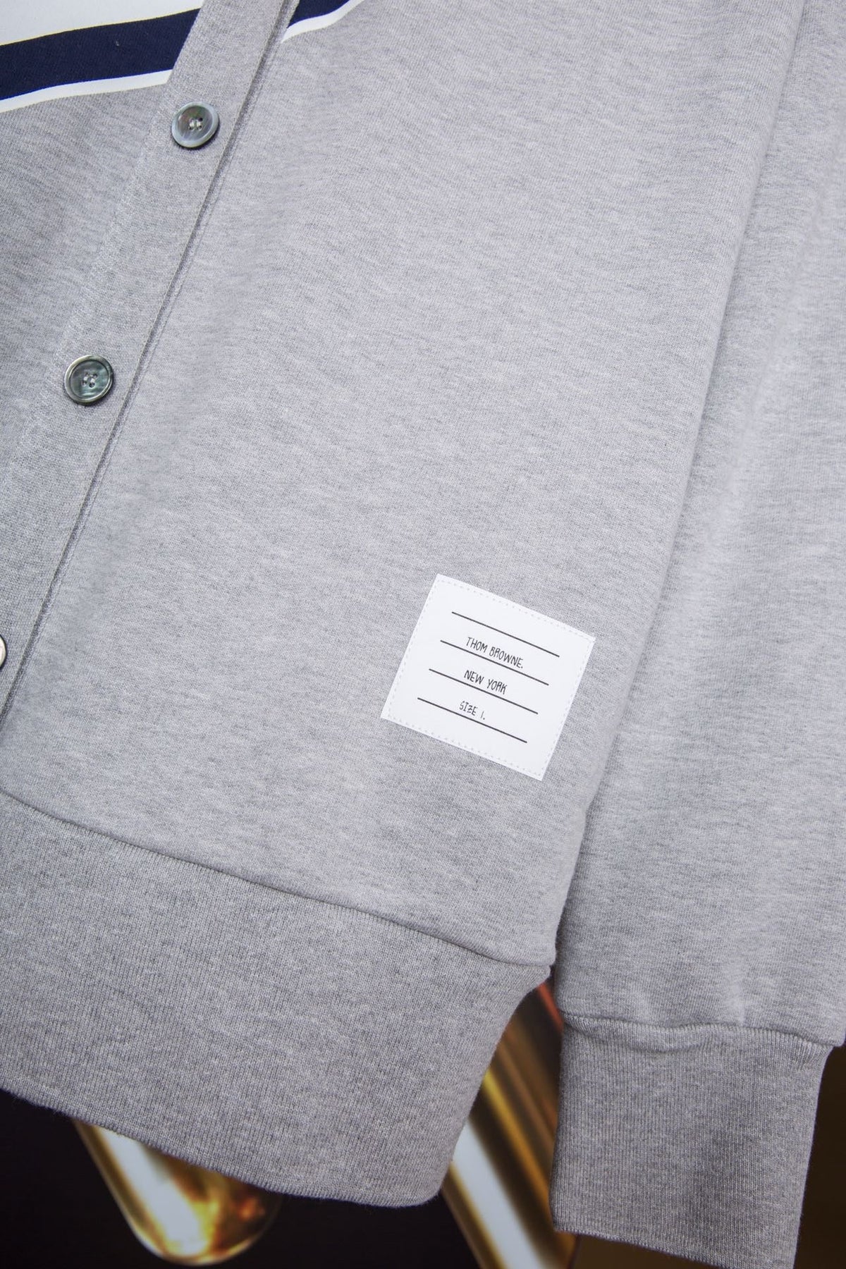 White Wool Striped Placket Cardigan - Men's