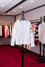 White Cotton Plain Zip-Through - Men's