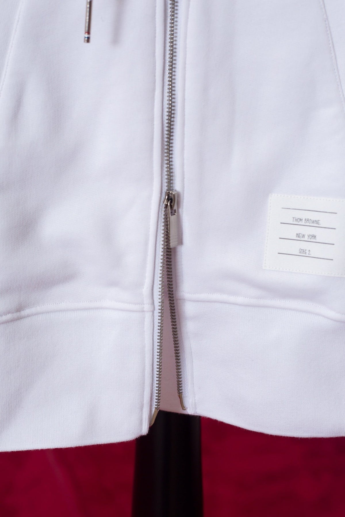 White Cotton Plain Zip-Through - Men's