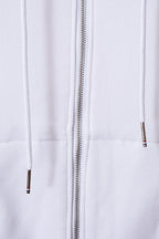 White Cotton Plain Zip-Through - Men's