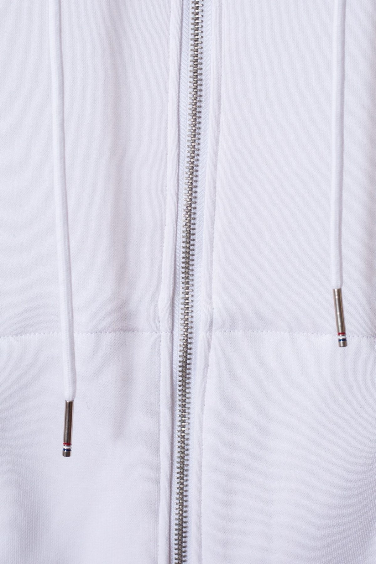 White Cotton Plain Zip-Through - Men's