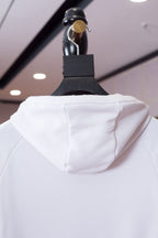 White Cotton Plain Zip-Through - Men's