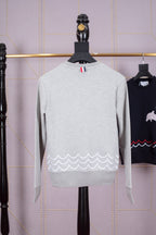 Grey Wool Intarsia Crewneck - Men's