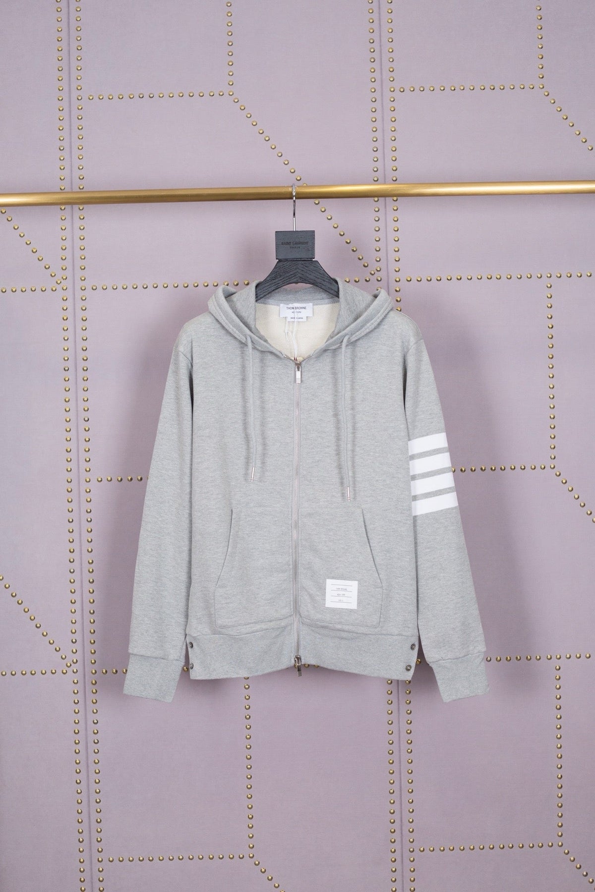 Grey Cotton Bar Stripe Zip-Through - Men's