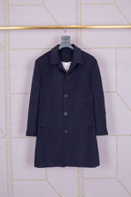 Grey Wool Plain Overcoat - Men's
