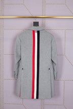 Grey Wool Plain Overcoat - Men's