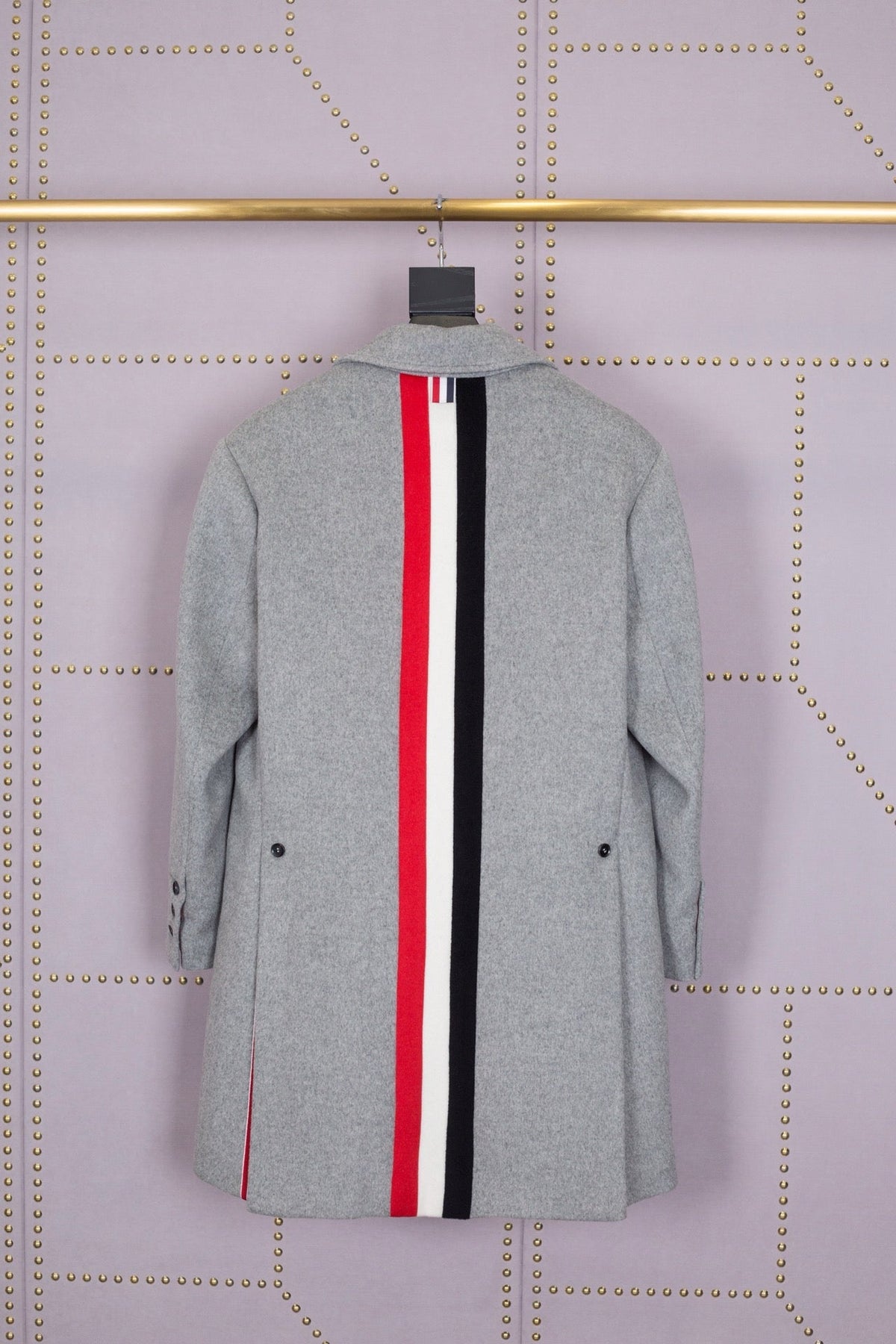Grey Wool Plain Overcoat - Men's