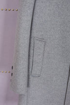 Grey Wool Plain Overcoat - Men's