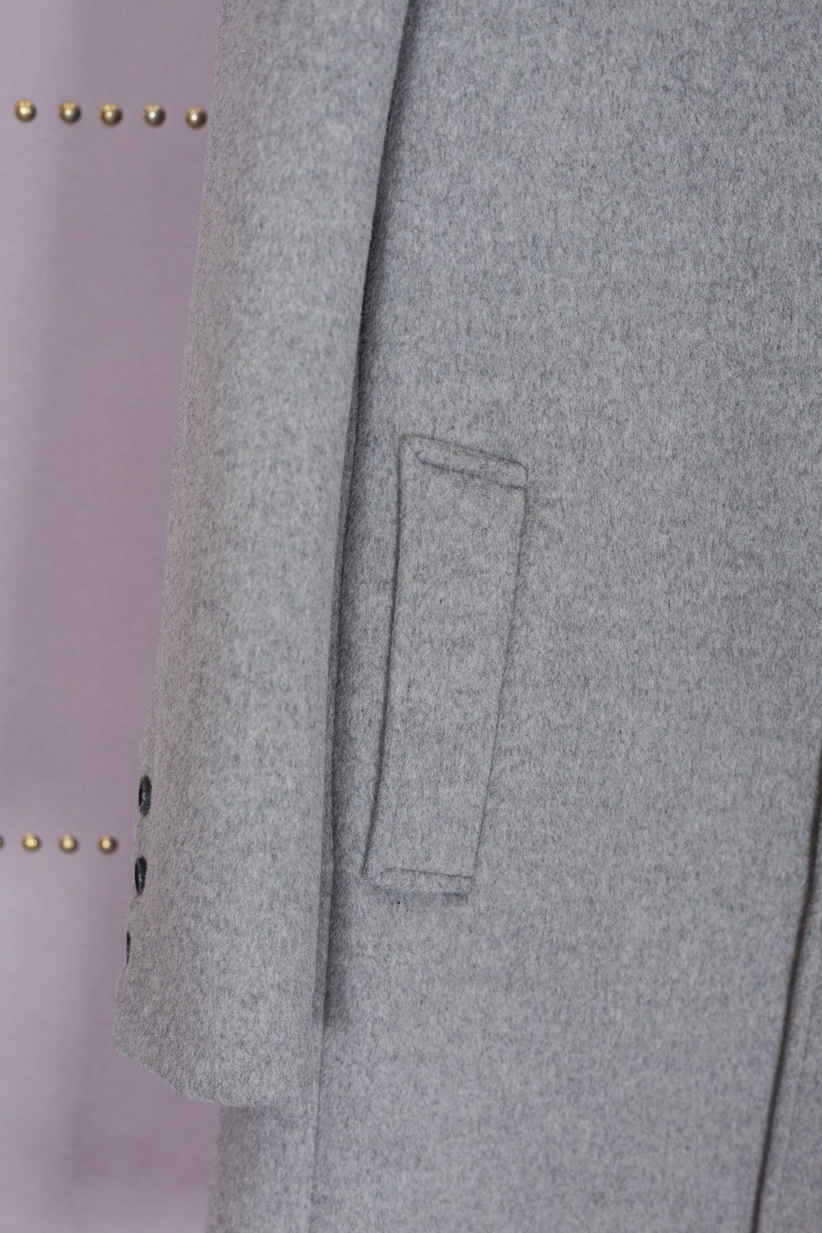 Grey Wool Plain Overcoat - Men's