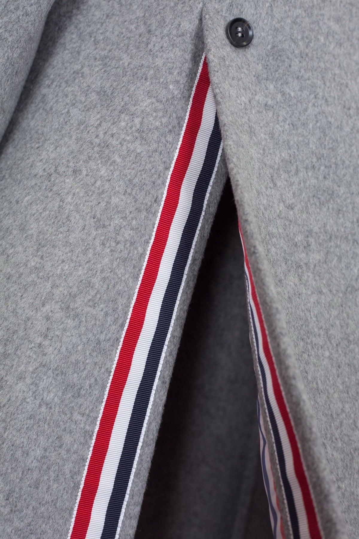 Grey Wool Plain Overcoat - Men's